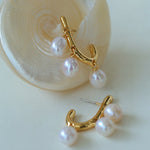 Small Grape Natural Pearl Drop Earrings - floysun