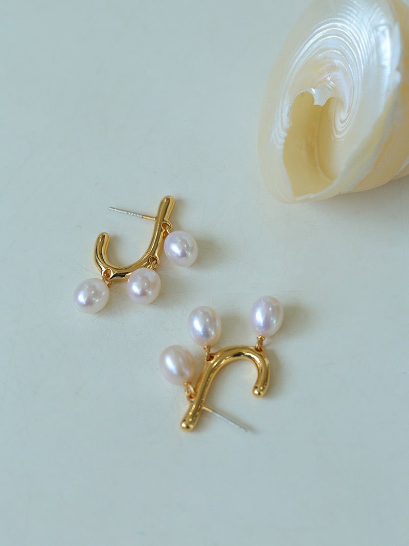 Small Grape Natural Pearl Drop Earrings - floysun