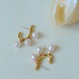 Small Grape Natural Pearl Drop Earrings - floysun