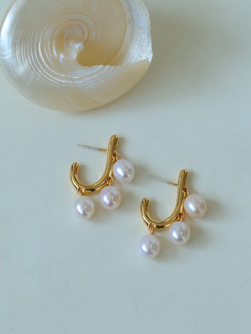 Small Grape Natural Pearl Drop Earrings - floysun