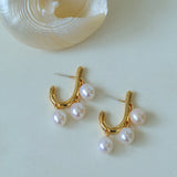 Small Grape Natural Pearl Drop Earrings - floysun