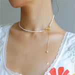 Small Steamed Bun Pearl OT Buckle Necklace - floysun