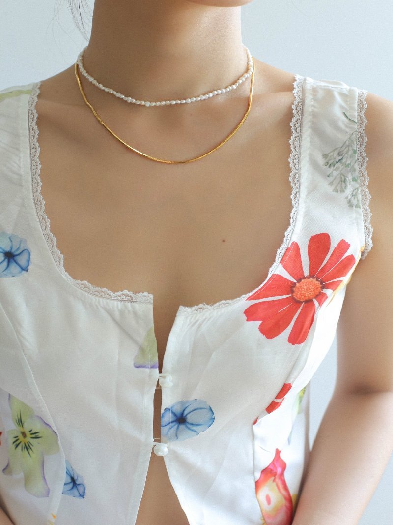 Small Steamed Bun Pearl OT Buckle Necklace - floysun