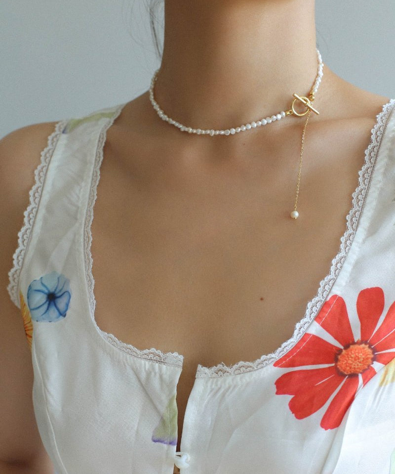 Small Steamed Bun Pearl OT Buckle Necklace - floysun