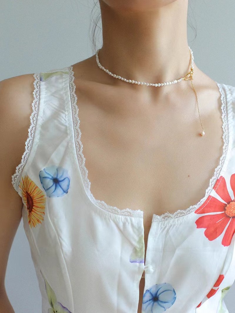 Small Steamed Bun Pearl OT Buckle Necklace - floysun