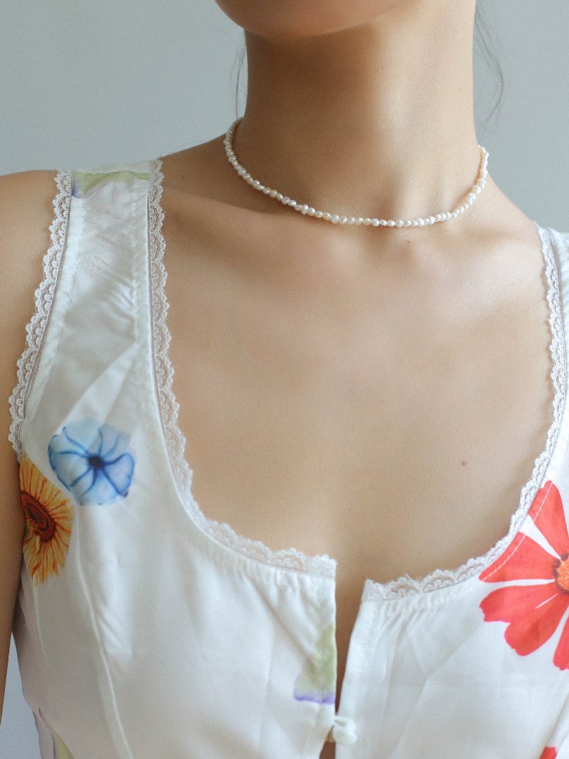 Small Steamed Bun Pearl OT Buckle Necklace - floysun