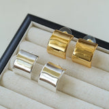 Smooth Metallic Curved Huggie Earrings - floysun