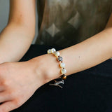 Smooth Mother of Pearls and Silver Shell Beaded OT Bracelet - floysun