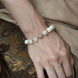 Smooth Mother of Pearls and Silver Shell Beaded OT Bracelet - floysun