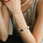 Smooth Mother of Pearls and Silver Shell Beaded OT Bracelet - floysun