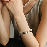 Smooth Mother of Pearls and Silver Shell Beaded OT Bracelet - floysun