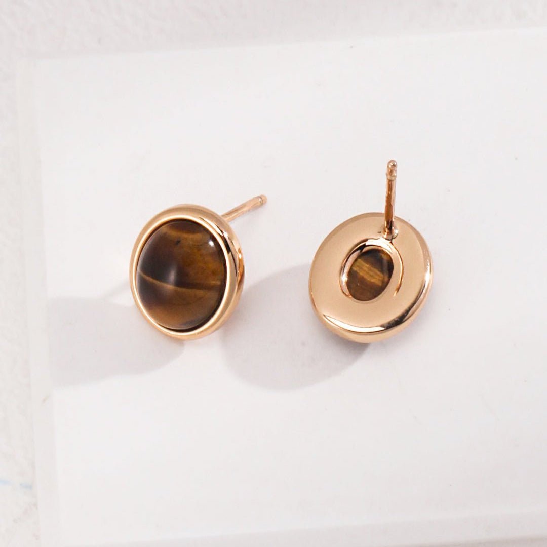 Smooth Oval Gemstone Stud Earrings - floysun