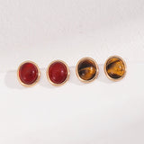 Smooth Oval Gemstone Stud Earrings - floysun