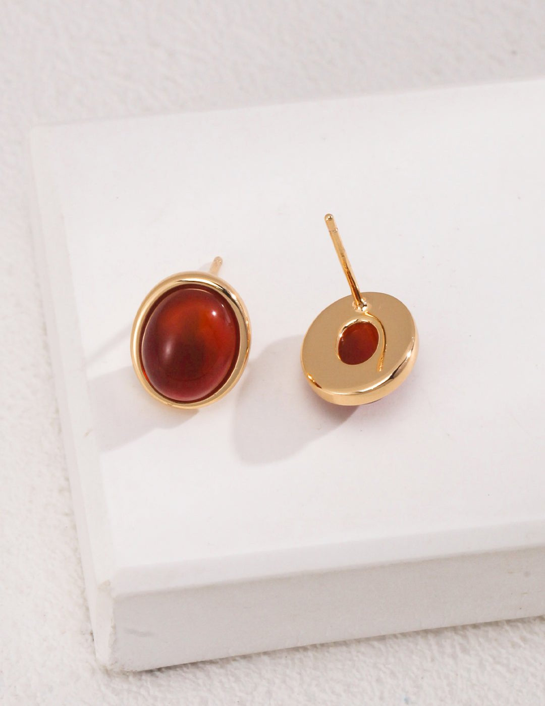 Smooth Oval Gemstone Stud Earrings - floysun