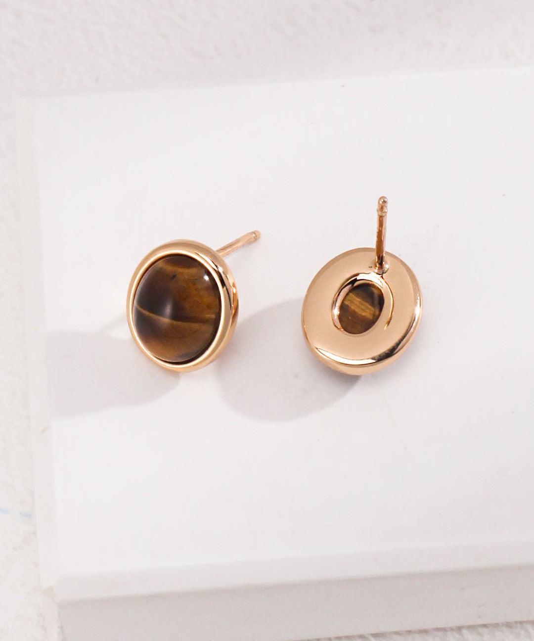 Smooth Oval Gemstone Stud Earrings - floysun