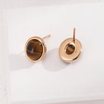 Smooth Oval Gemstone Stud Earrings - floysun