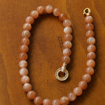 Smooth Round Sunstone Beaded Choker Necklace - floysun