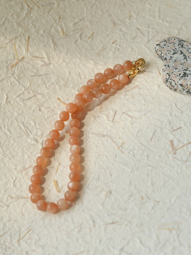 Smooth Round Sunstone Beaded Choker Necklace - floysun