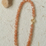 Smooth Round Sunstone Beaded Choker Necklace - floysun