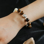 Smooth Tiger's Eye and Silver Shell Beaded OT Bracelet - floysun