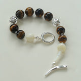 Smooth Tiger's Eye and Silver Shell Beaded OT Bracelet - floysun