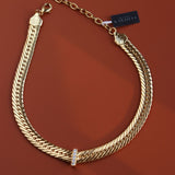 Sparkling Zircon V-shaped Wide Snake Chain