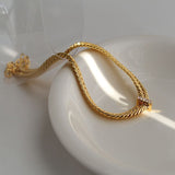 Sparkling Zircon V-shaped Wide Snake Chain