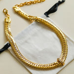 Sparkling Zircon V - shaped Wide Snake Chain - floysun