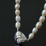 Spiral Metal Pendant Pearl Beaded OT Necklace - floysun