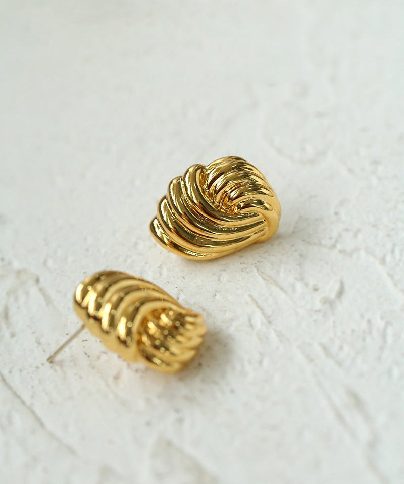 Spiral Metal Wind Stripe Geometric Earrings - floysun