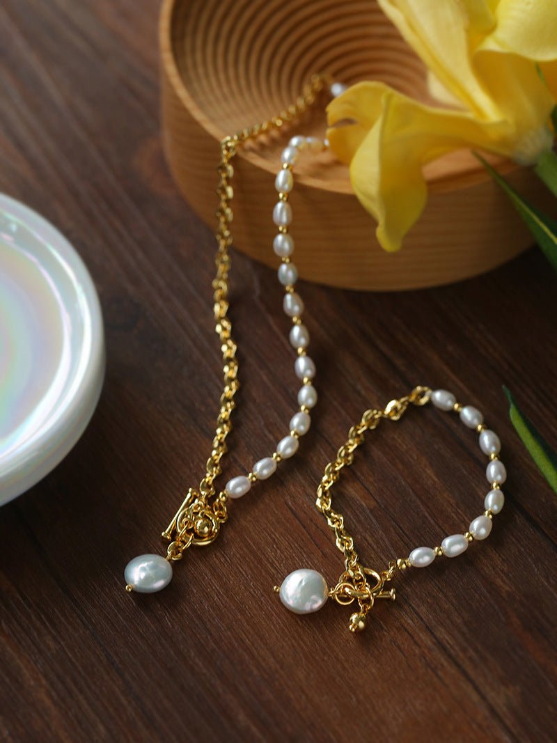 Spliced Chain Pearl Y Gold Bracelets - floysun