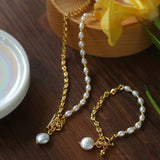 Spliced Chain Pearl Y Gold Bracelets - floysun