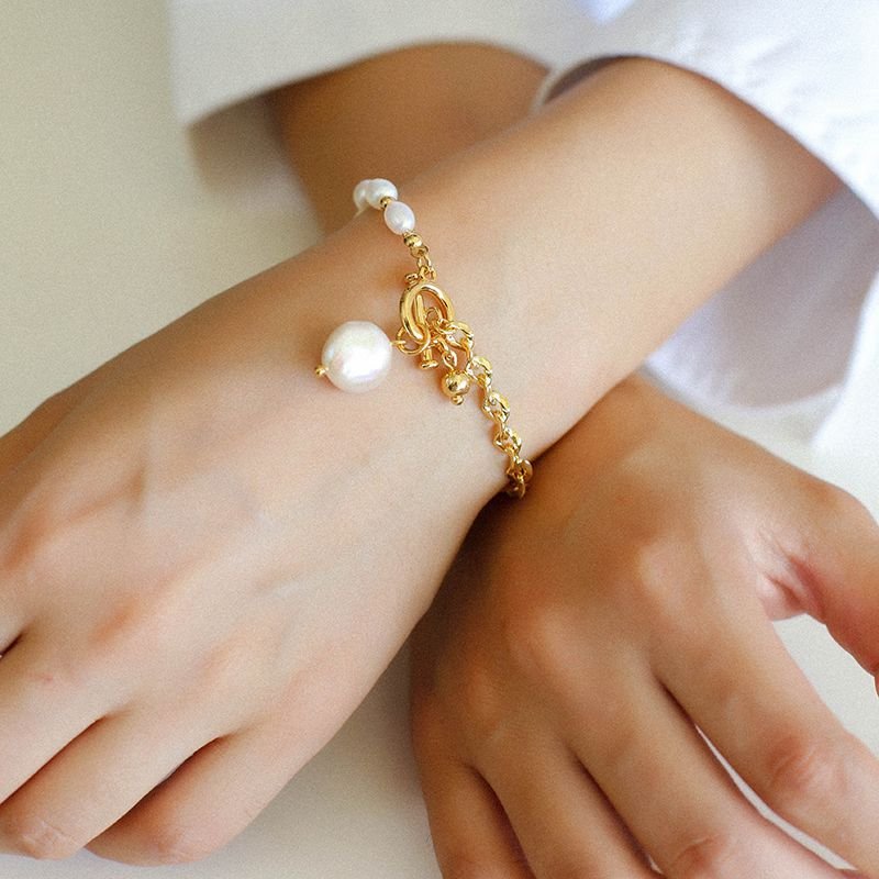 Spliced Chain Pearl Y Gold Bracelets - floysun