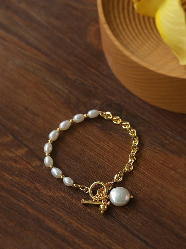 Spliced Chain Pearl Y Gold Bracelets - floysun