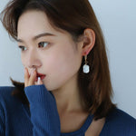 Square Baroque Pearl Drop Hoop Earrings - floysun