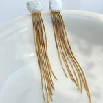 Square Baroque Pearl Tassel Fringe Earrings - floysun