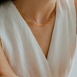 Square Cut Chain Choker Necklace Gold Silver - floysun