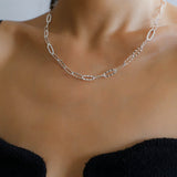 Square Cut Chain Choker Necklace Gold Silver - floysun