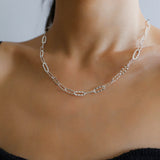 Square Cut Chain Choker Necklace Gold Silver