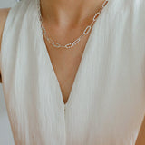 Square Cut Chain Choker Necklace Gold Silver