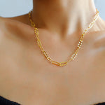 Square Cut Chain Choker Necklace Gold Silver - floysun