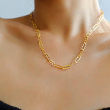 Square Cut Chain Choker Necklace Gold Silver - floysun