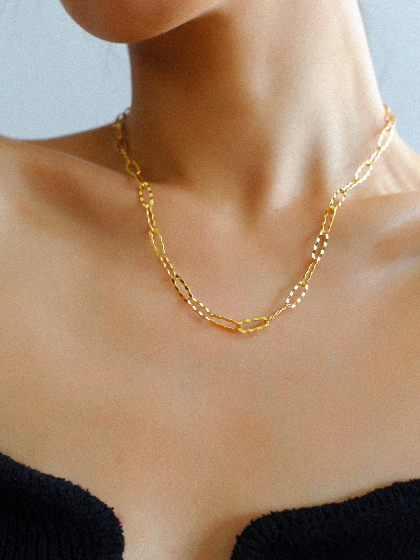 Square Cut Chain Choker Necklace Gold Silver - floysun