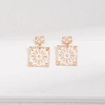 Square Drop Earrings with Enamel Glaze - floysun