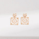 Square Drop Earrings with Enamel Glaze - floysun