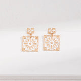 Square Drop Earrings with Enamel Glaze - floysun