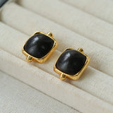 Square Ebony Geometric Stud Earrings - floysun