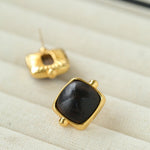 Square Ebony Geometric Stud Earrings - floysun