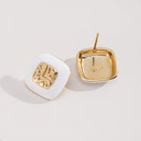 Square Enamel Glaze Studs Earrings - floysun