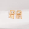 Square Eyes Diamond Tassel Studs Earrings - floysun